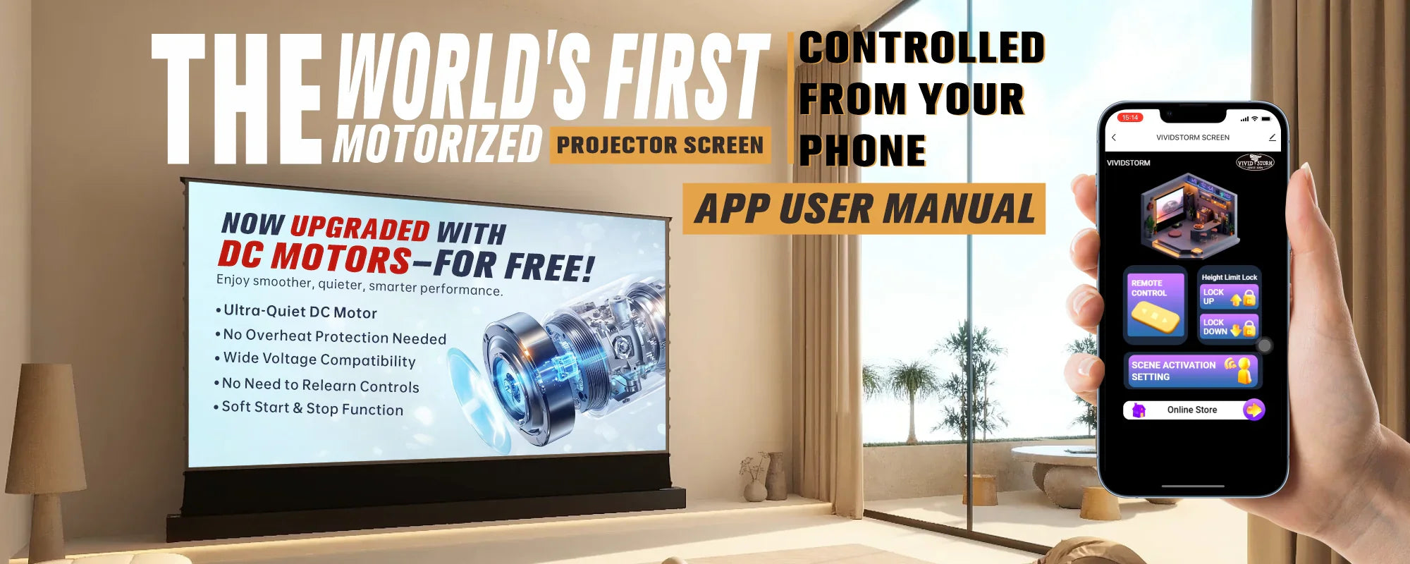 VIVIDSTORM ALR Slimline Motorized Tension Obsidian Long Throw ALR Projector screen