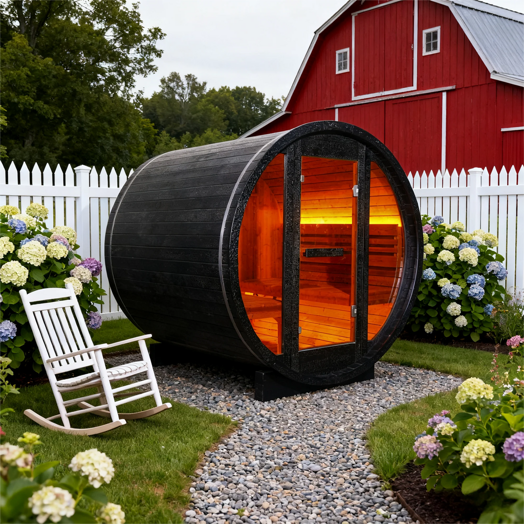 Helius Sauna Midnight Outdoor Barrel Sauna