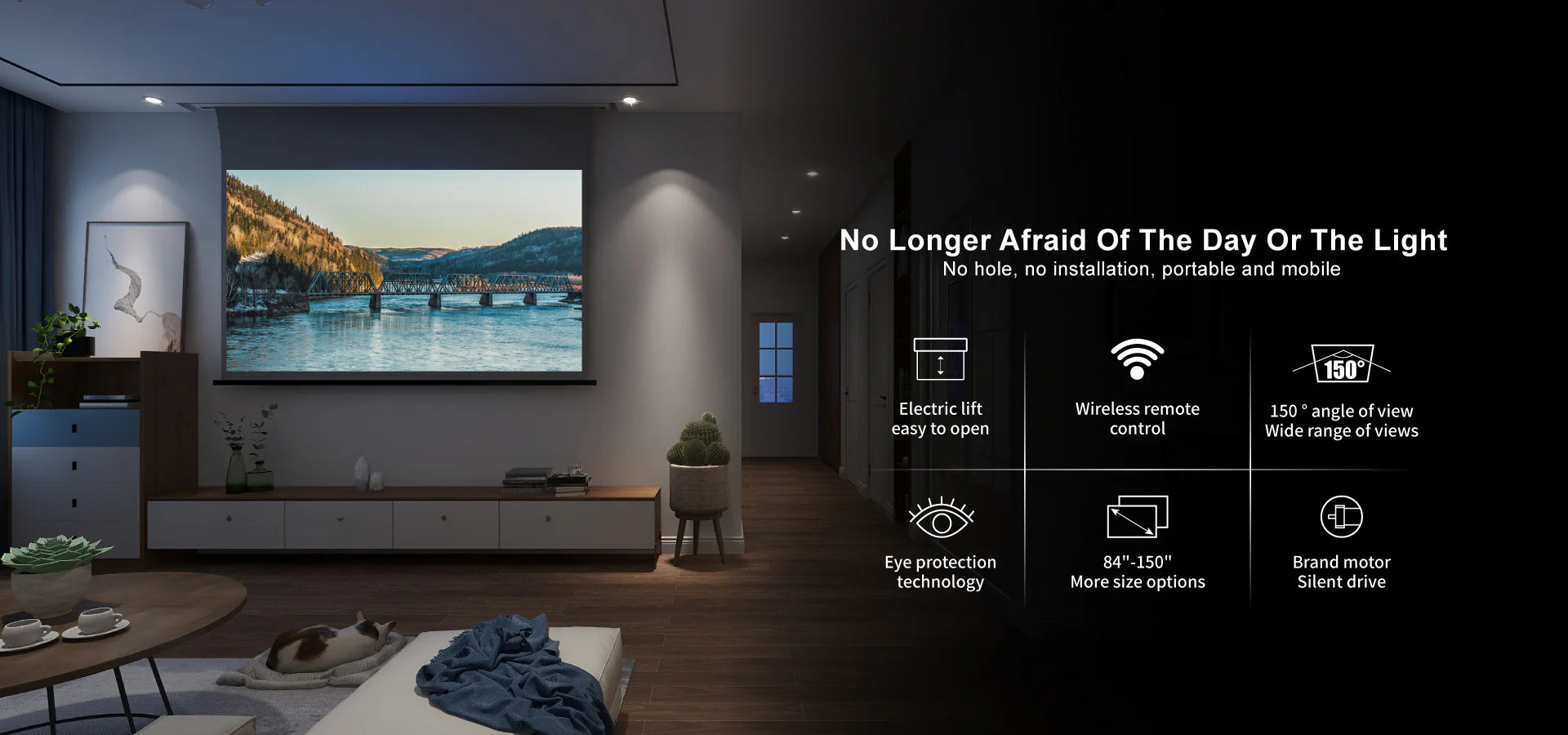 VIVIDSTORM ALR Slimline Motorized Tension Obsidian Long Throw ALR Projector screen