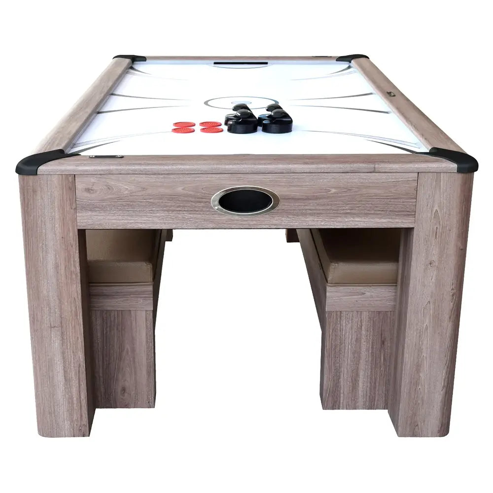 Hathaway Driftwood 7-ft Air Hockey Table Combo Set with Benches