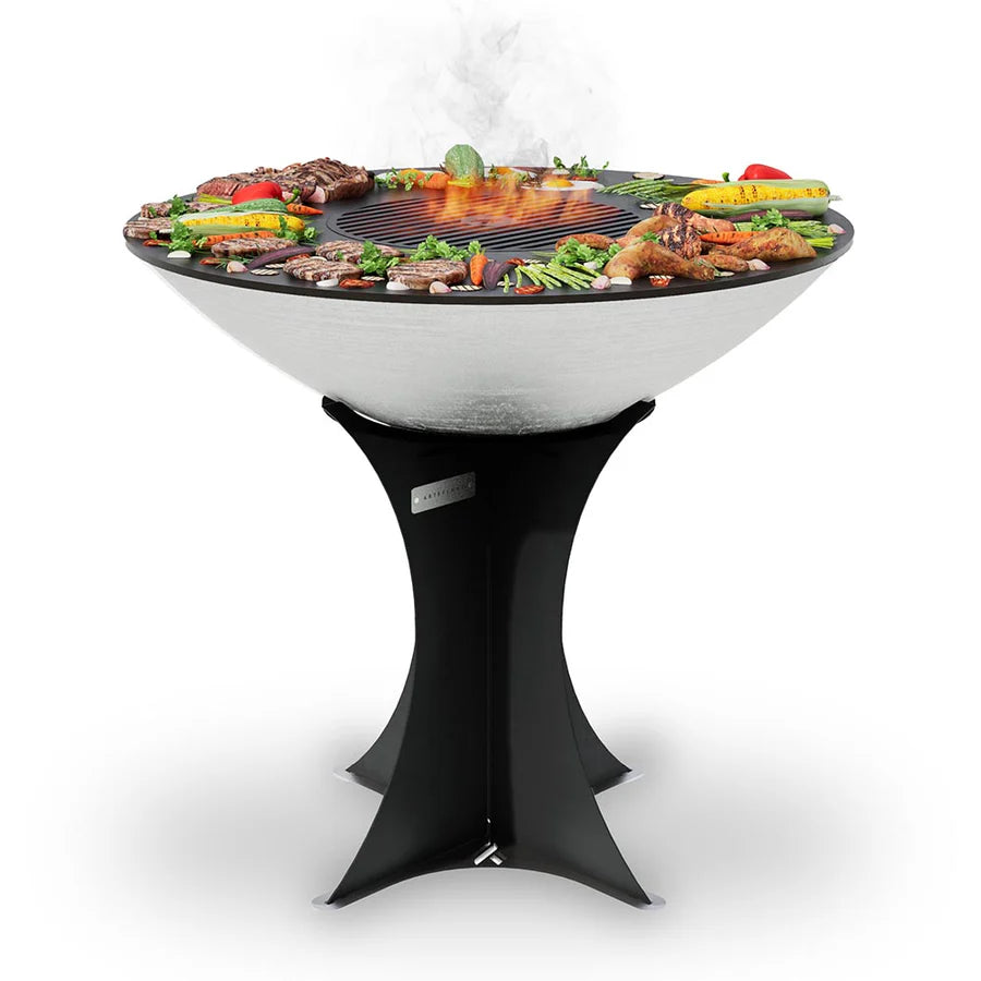 Arteflame 40” Platinum Series - Stainless Fire Bowl Flat-Top Grill with Euro Base (Stainless / Powder-Coated Black)