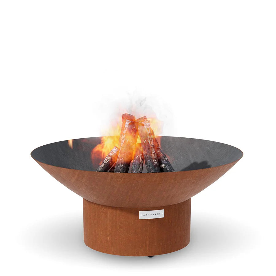 Arteflame Classic 40″ — Wood-burning Fire Pit (CORTEN Bowl; Short Round Base)