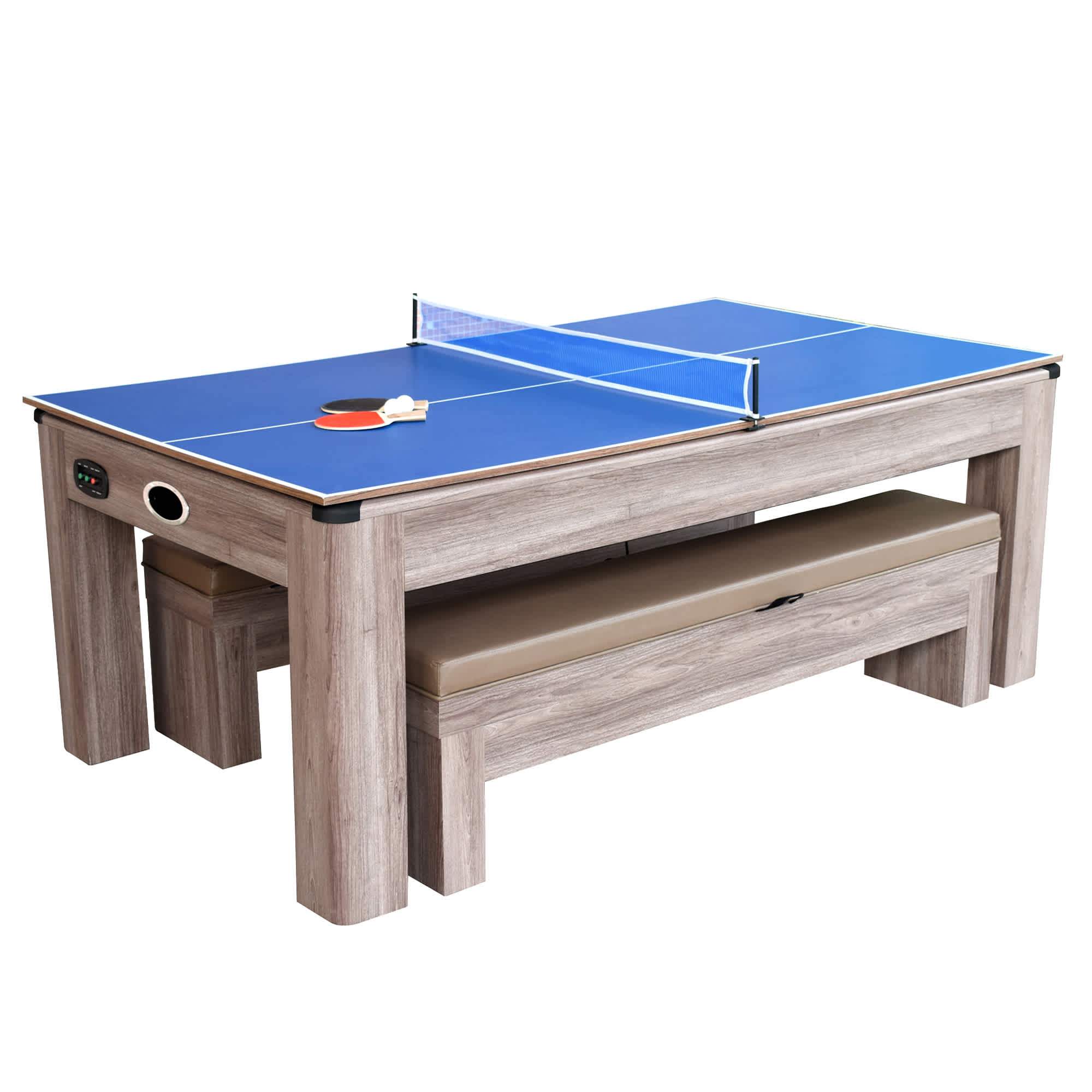Hathaway Driftwood 7-ft Air Hockey Table Combo Set with Benches