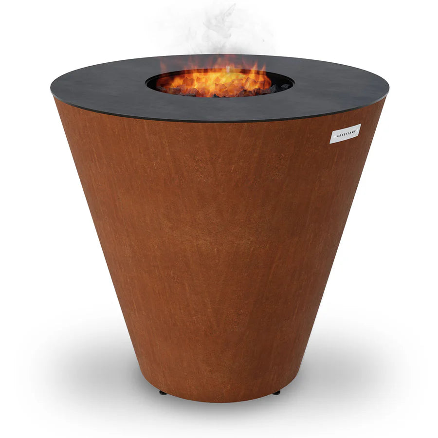ARTEFLAME ONE SERIES 40″ — XXL FLAT-TOP CHARCOAL GRILL & FIRE BOWL (SINGLE-PIECE CORTEN BODY)