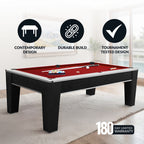 Hathaway Mirage 7.5-ft Pool Table - Black and Silver with Dark Red Felt