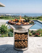 Arteflame 40″ Platinum Series — Stainless Fire Bowl Flat-Top Grill with Storage Base (Stainless / Black)