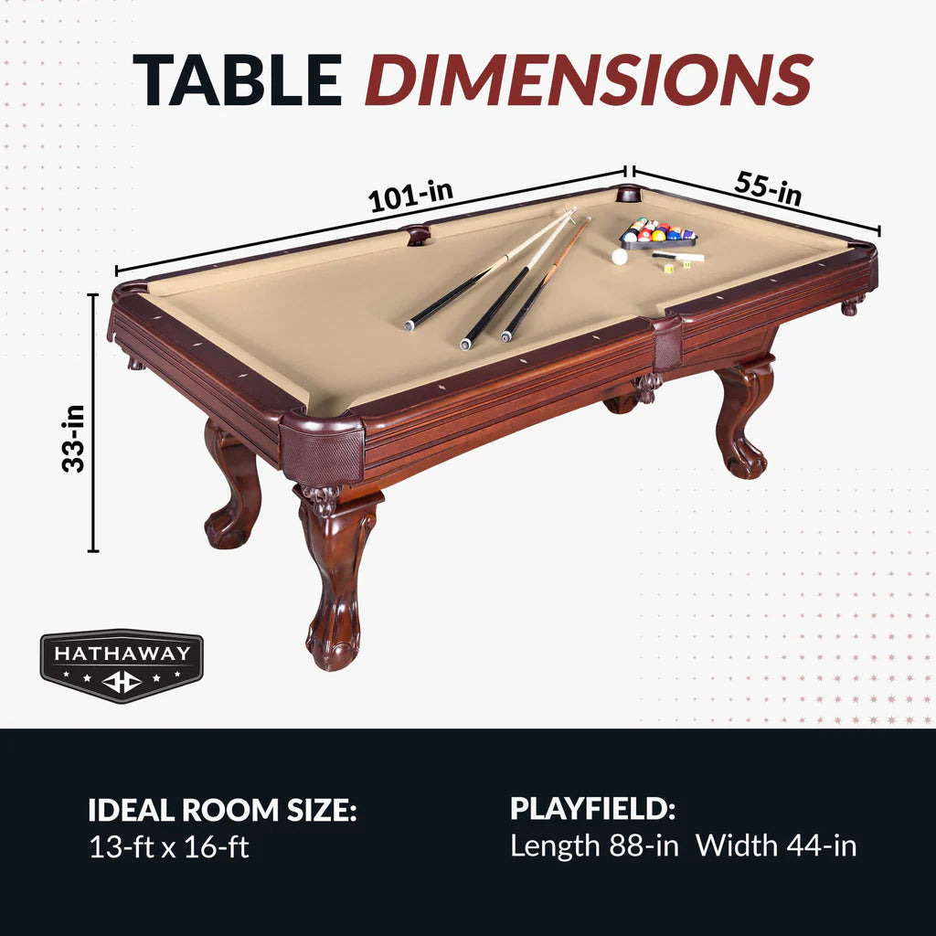 Hathaway Augusta 8-ft Pool Table - Walnut Finish with Camel Felt