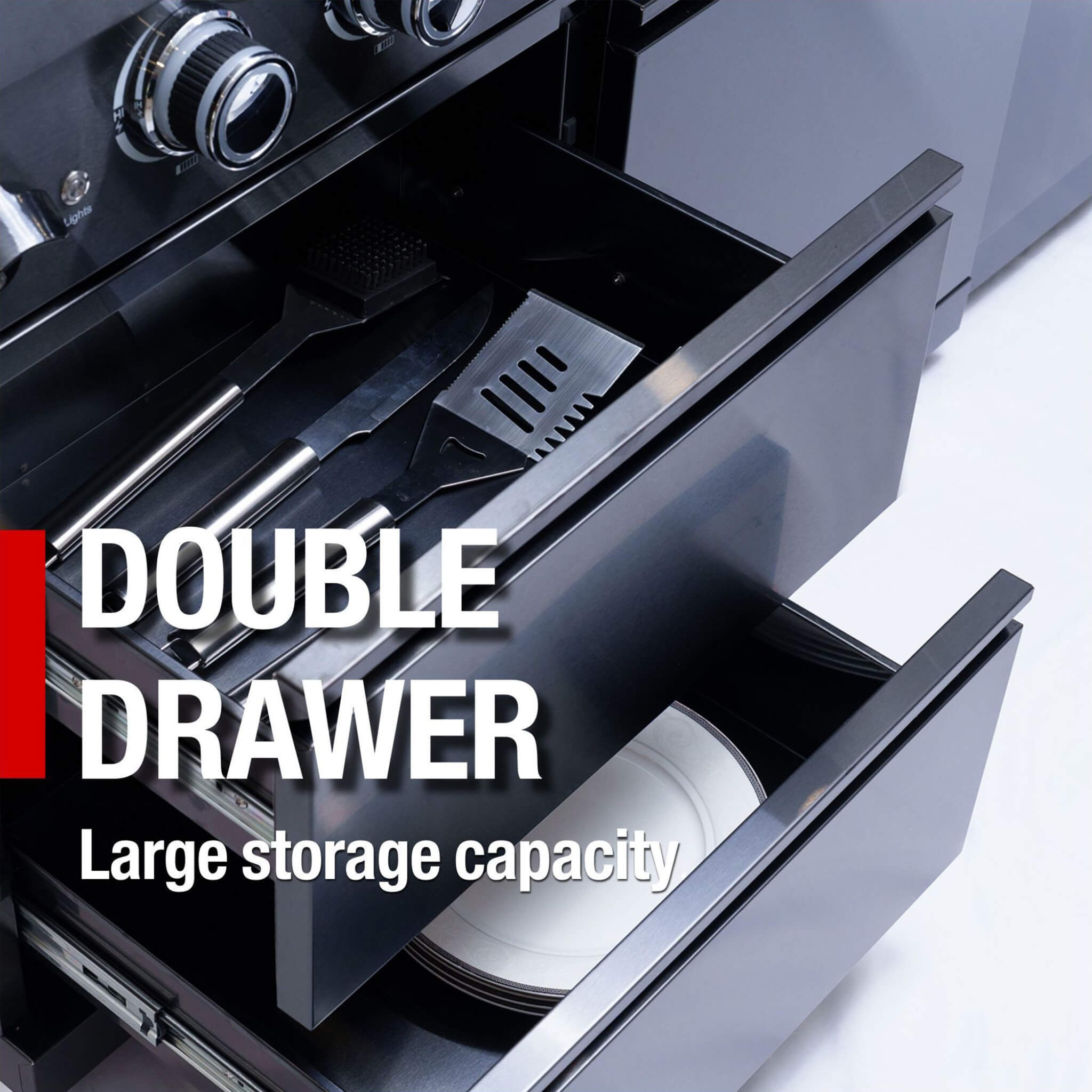 Castelle Flame Premium Black Stainless Steel 4-Burner Gas Grill (SAK48157)