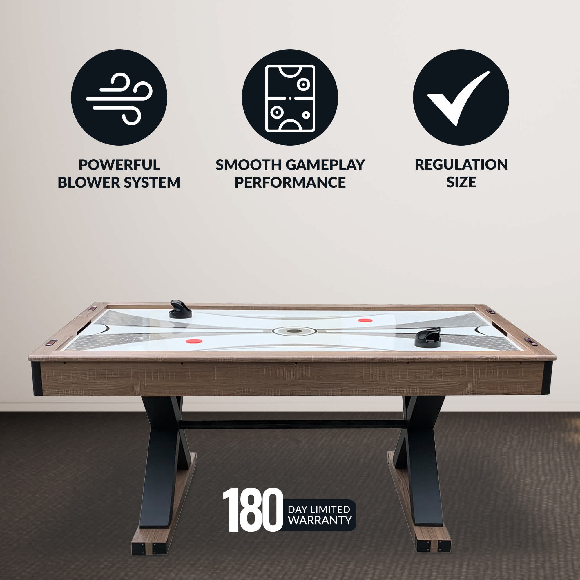 Hathaway Excalibur 6-ft Air Hockey Table with LED Scoring and Table Tennis Top