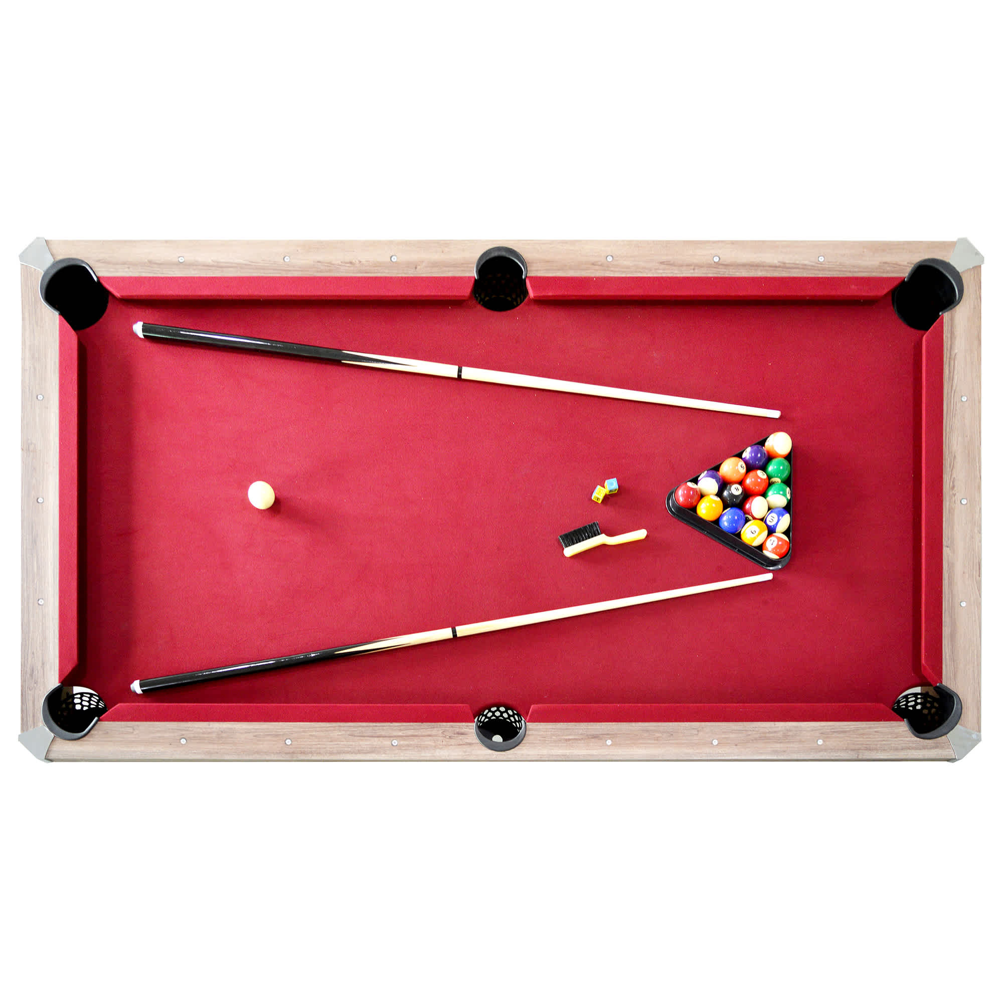 Hathaway Newport 7-ft Pool Table Combo Set with Benches - Light Oak with Red Felt