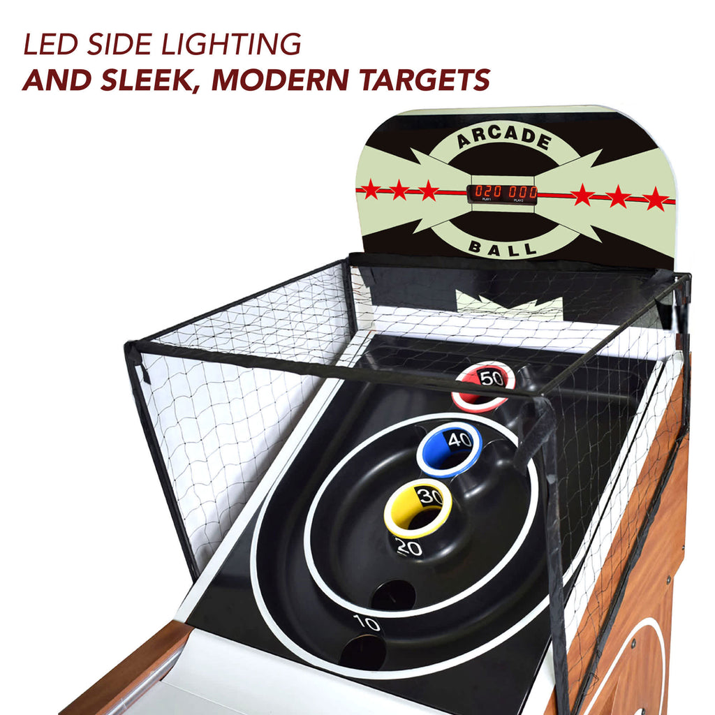 Hathaway Boardwalk 8-ft Roll Hop and Score Arcade Game Table with LED Scoring