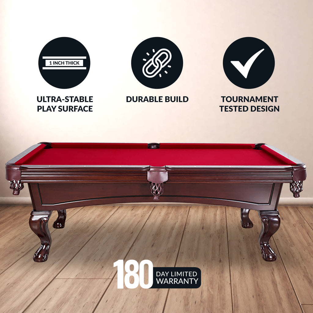 Hathaway Augusta Pool Table - Mahogany Finish with Red Felt