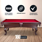 Hathaway Augusta Pool Table - Mahogany Finish with Red Felt