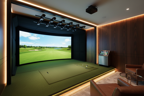 generate me a luxury, realistic looking golf simulator 