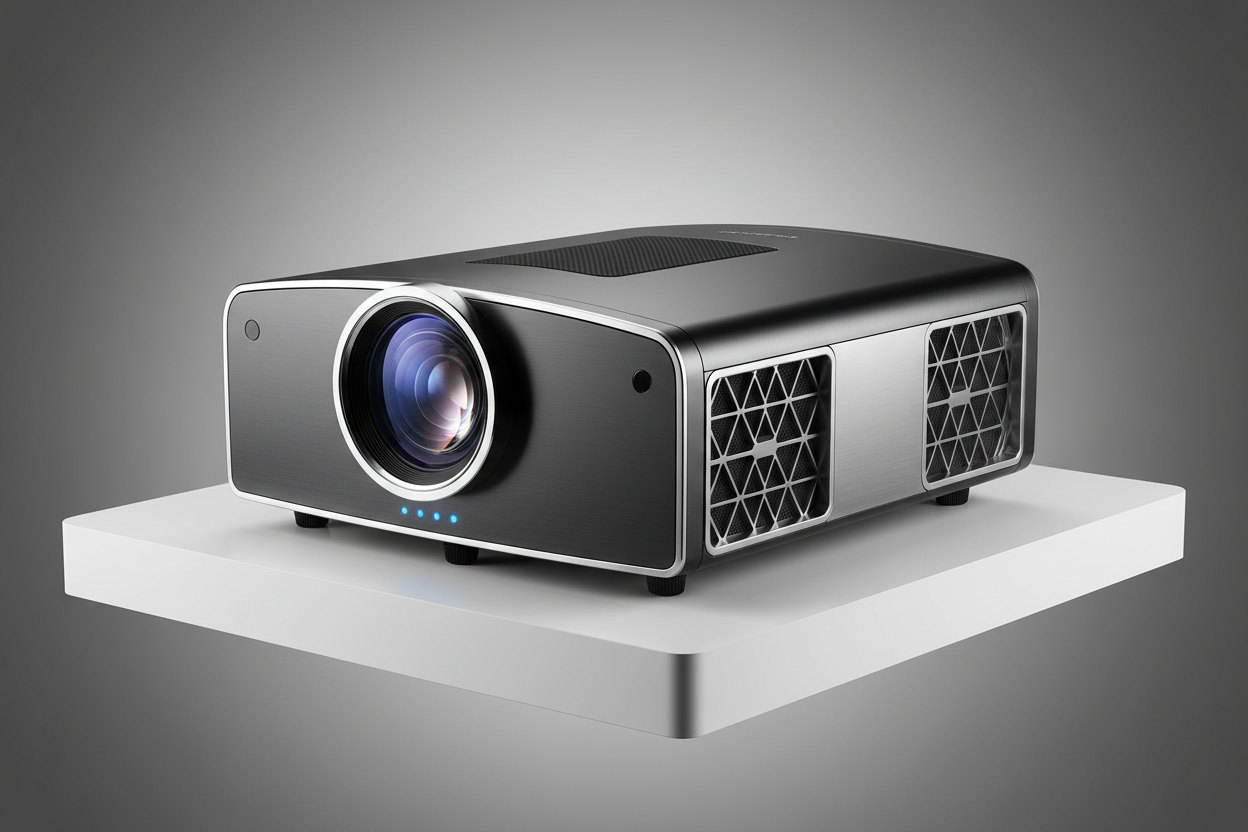 Generate me a luxury, realistic looking home theater projector