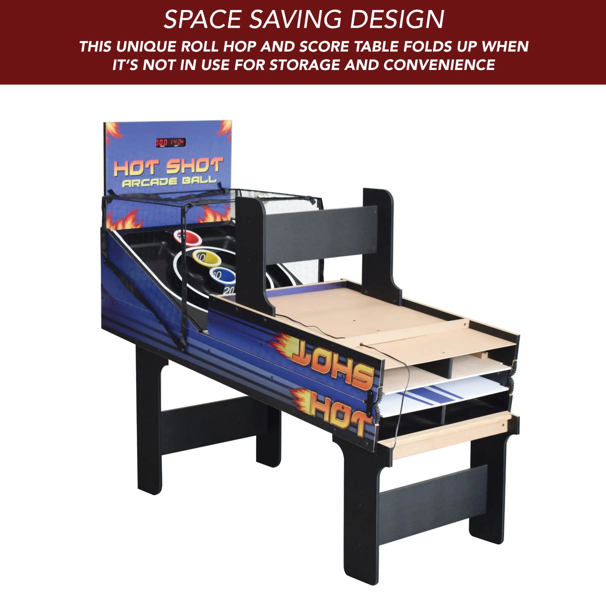 Hathaway Hot Shot 8-ft Roll Hop and Score Arcade Game Table with LED Scoring