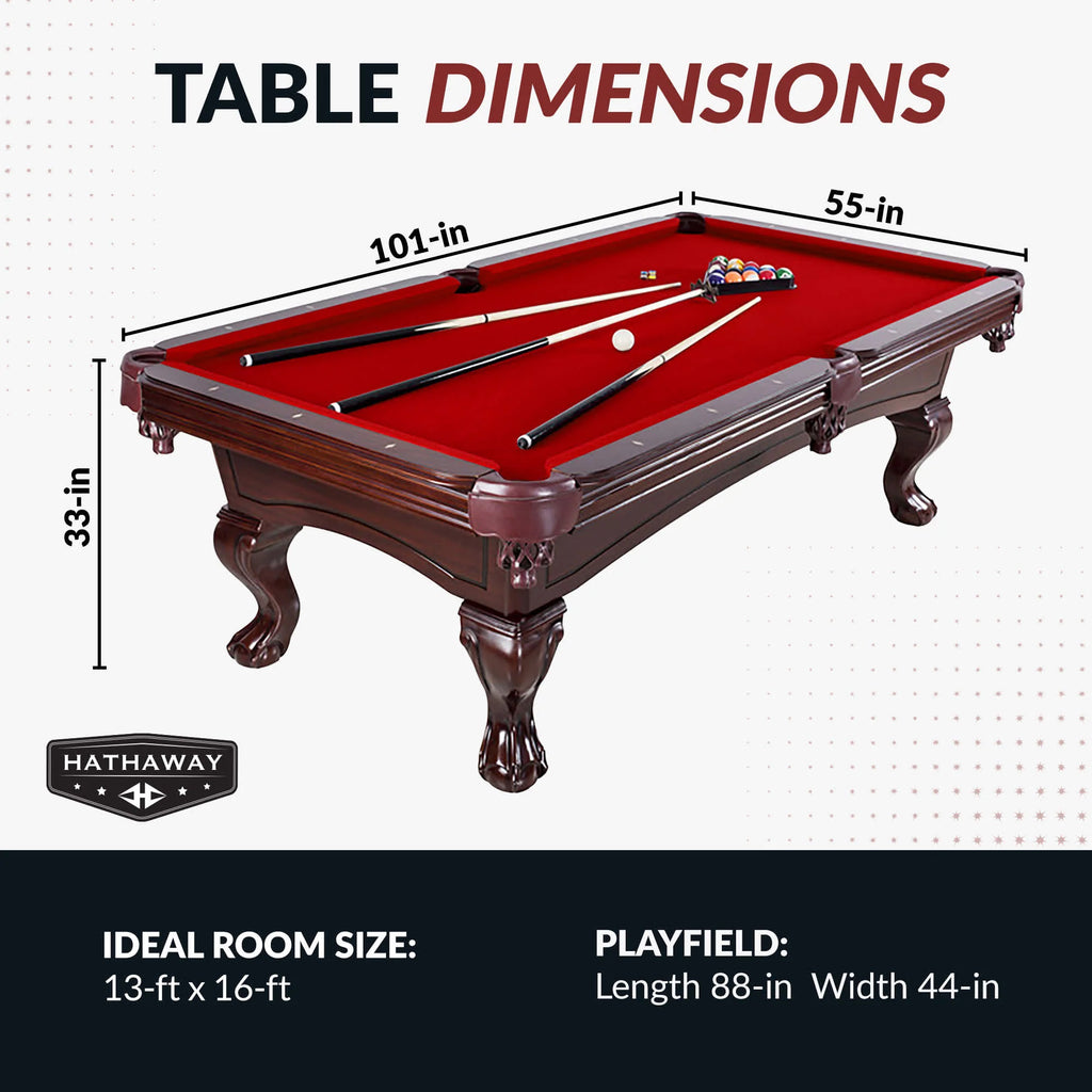 Hathaway Augusta Pool Table - Mahogany Finish with Red Felt