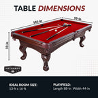 Hathaway Augusta Pool Table - Mahogany Finish with Red Felt