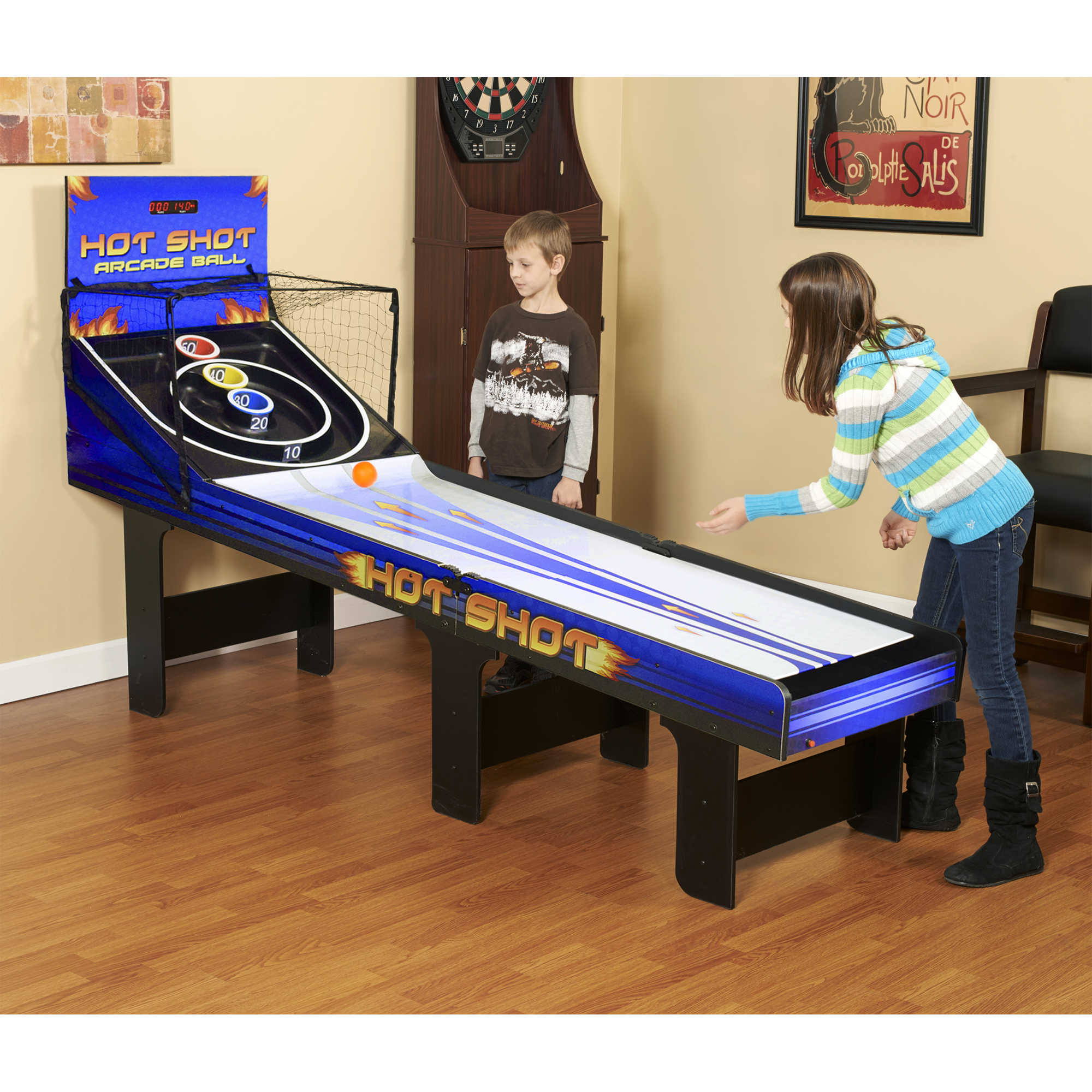 Hathaway Hot Shot 8-ft Roll Hop and Score Arcade Game Table with LED Scoring