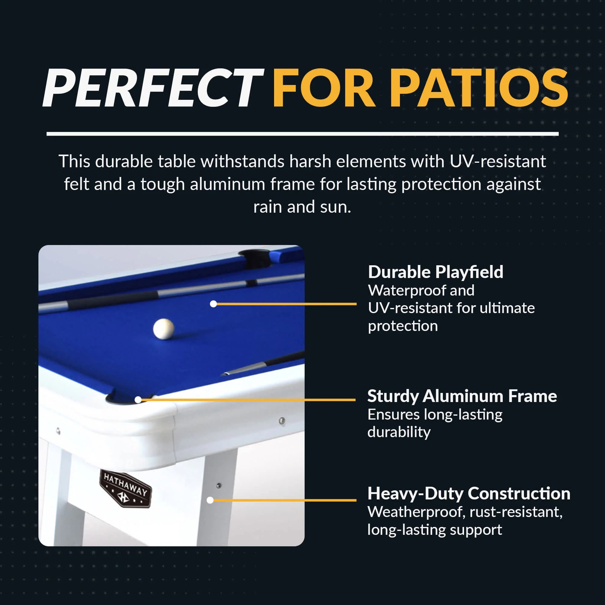 Hathaway Alpine 8-ft Outdoor Pool Table - White with Blue Felt