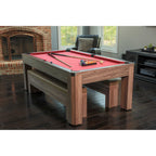 Hathaway Newport 7-ft Pool Table Combo Set with Benches - Light Oak with Red Felt