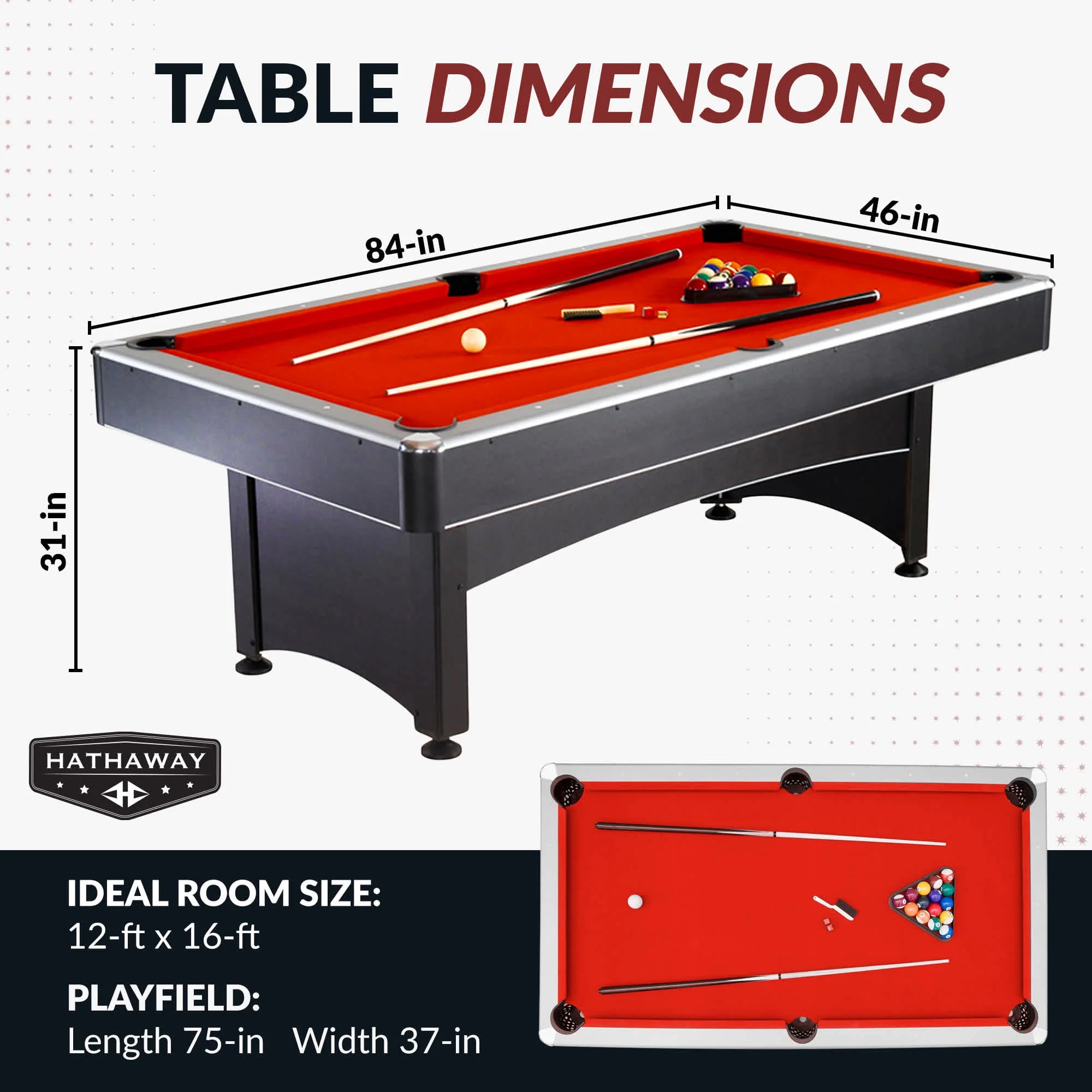 Hathaway Maverick 7-ft Pool Table with Table Tennis Top - Black with Red Felt