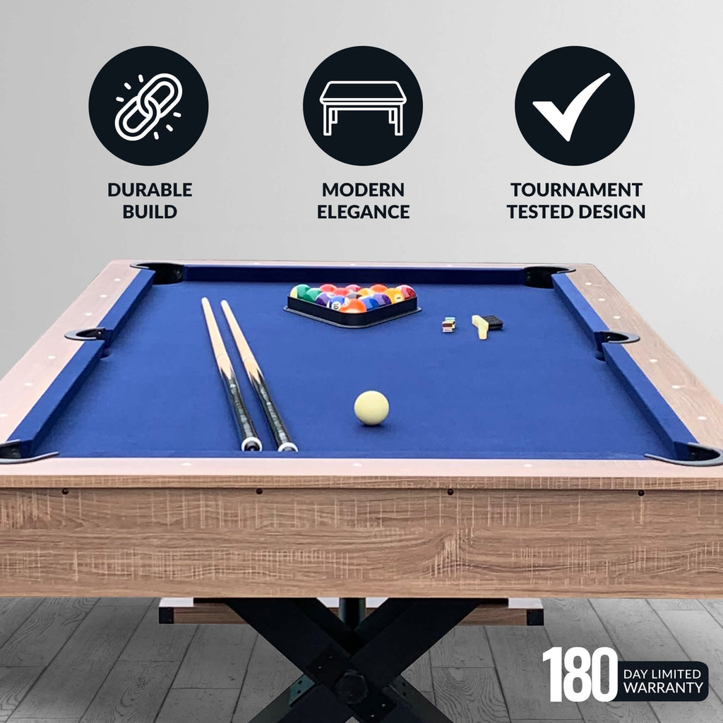 Hathaway Excalibur 7-ft Pool Table - Driftwood Finish with Blue Felt