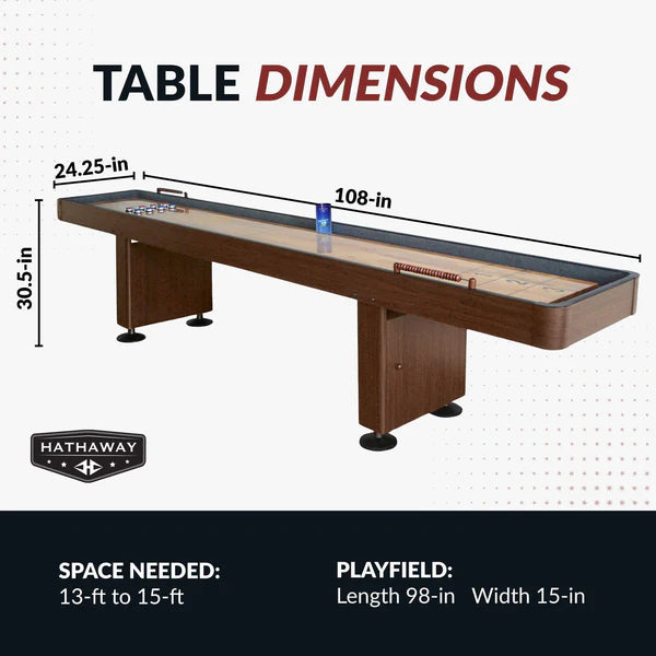 Hathaway Challenger Shuffleboard Table - Walnut Finish