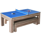 Hathaway Newport 7-ft Pool Table Combo Set with Benches - Light Oak with Red Felt