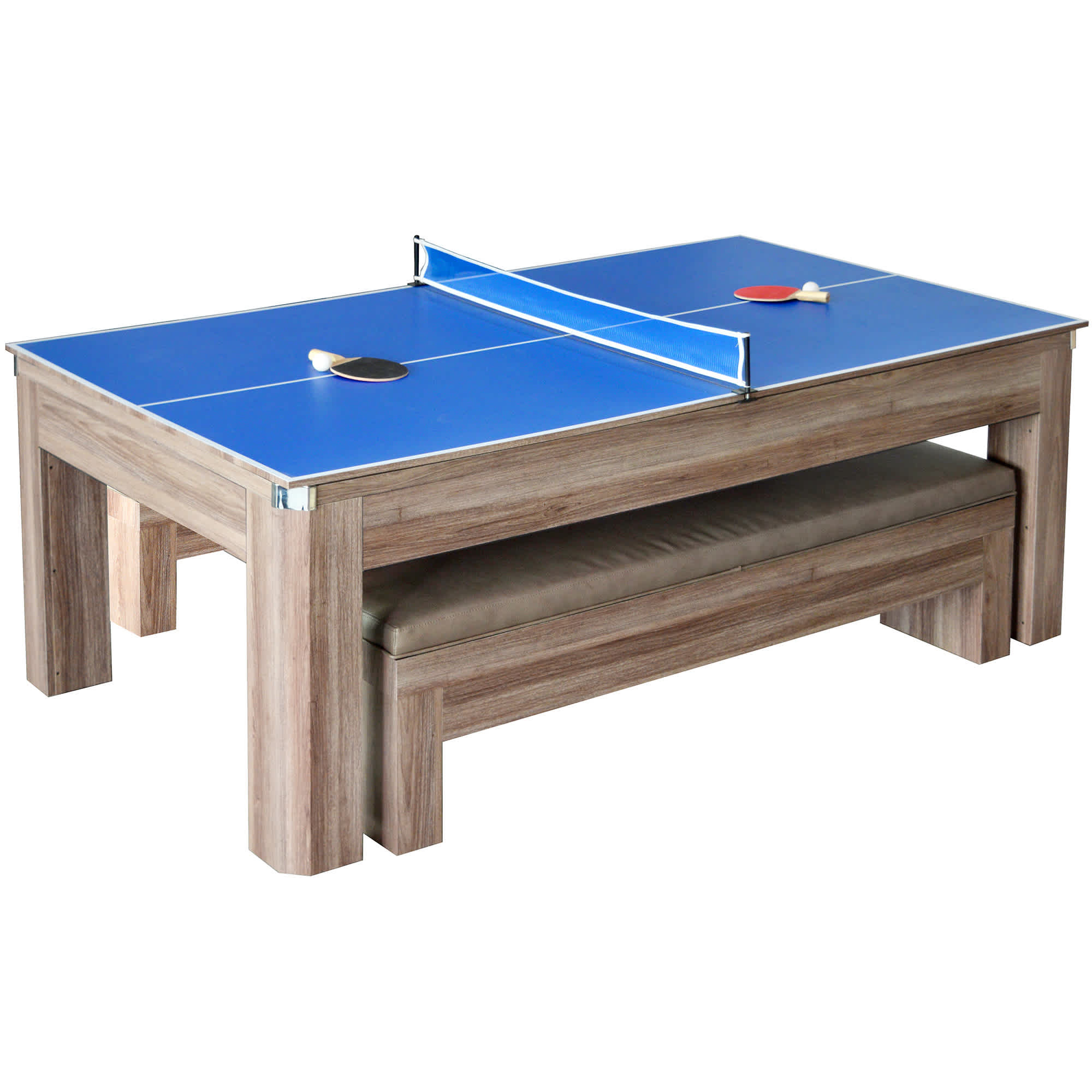 Hathaway Newport 7-ft Pool Table Combo Set with Benches - Light Oak with Red Felt