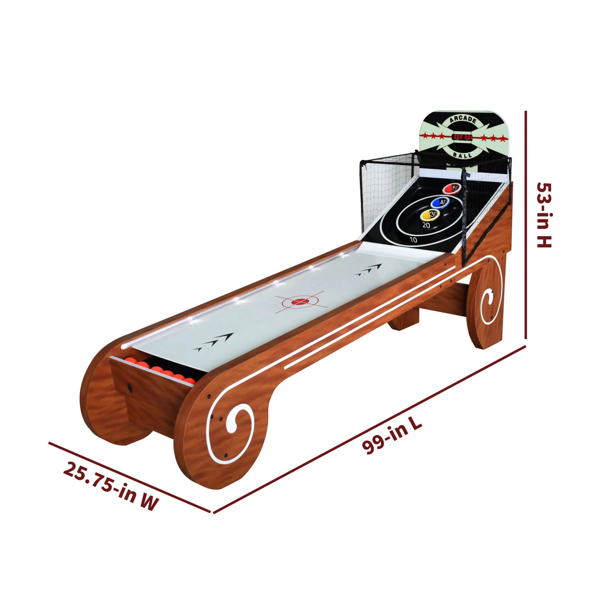 Hathaway Boardwalk 8-ft Roll Hop and Score Arcade Game Table with LED Scoring