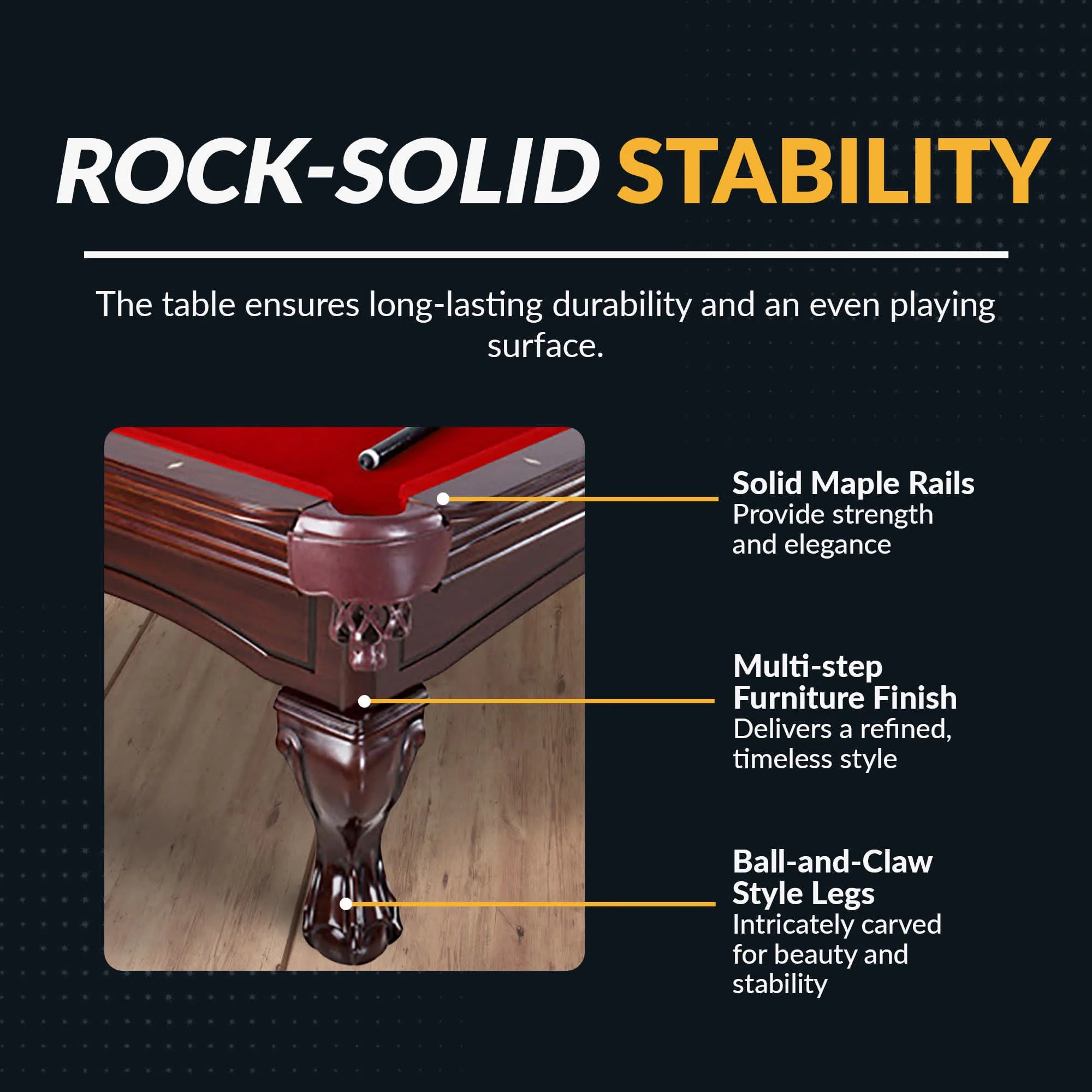 Hathaway Augusta Pool Table - Mahogany Finish with Red Felt