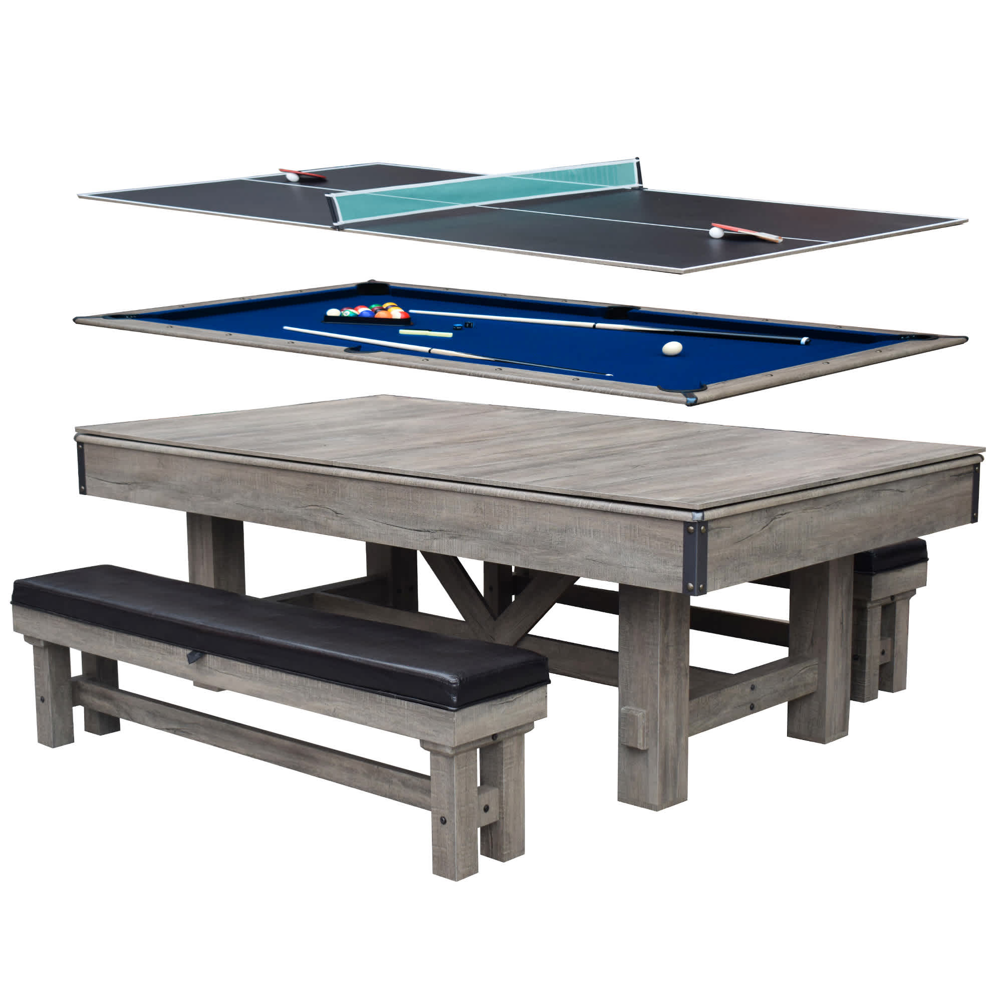 Hathaway Logan Pool Table Combo Set with Benches