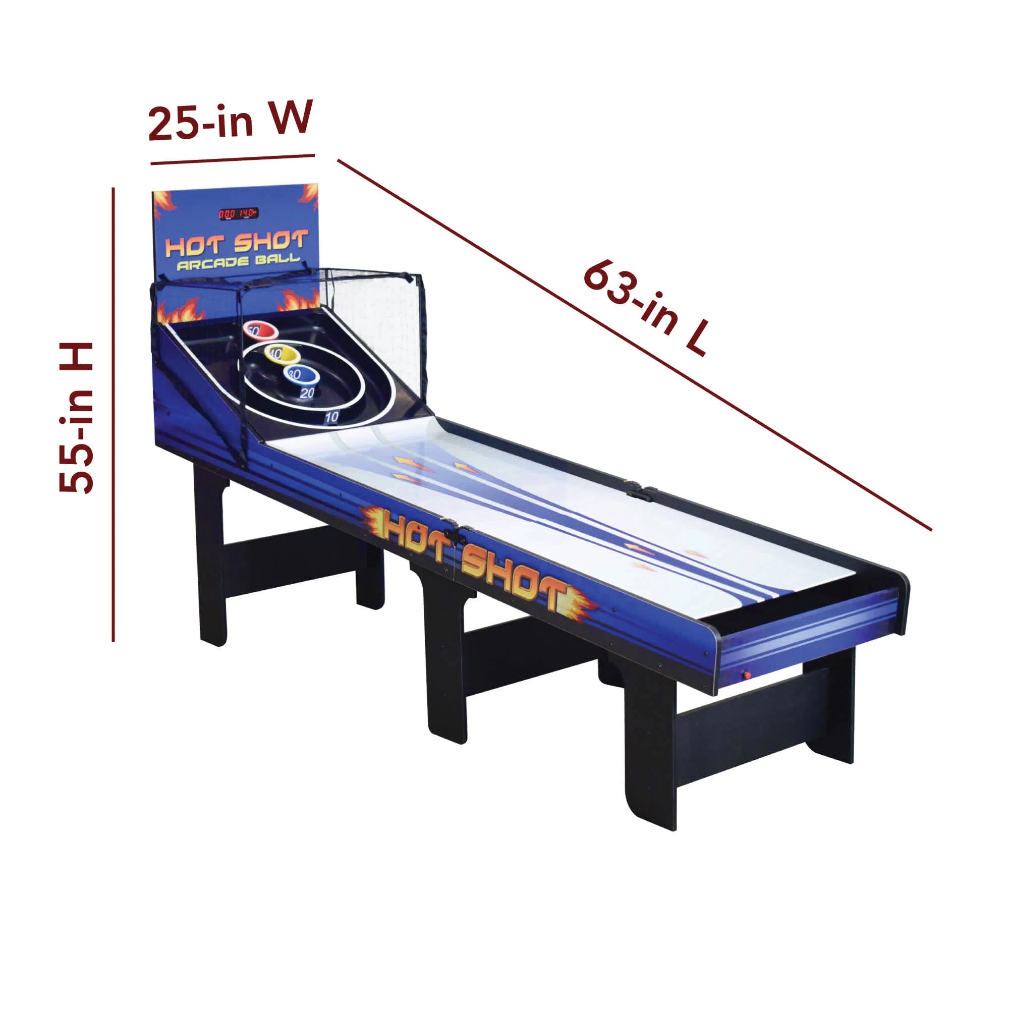 Hathaway Hot Shot 8-ft Roll Hop and Score Arcade Game Table with LED Scoring